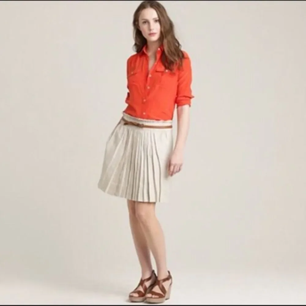 J. CREW Pleated Garden Skirt in Aged Linen 0
